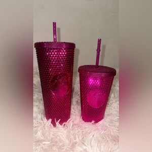 Starbucks Pink Sangria Chrome Venti & Grande Tumbler Bundle